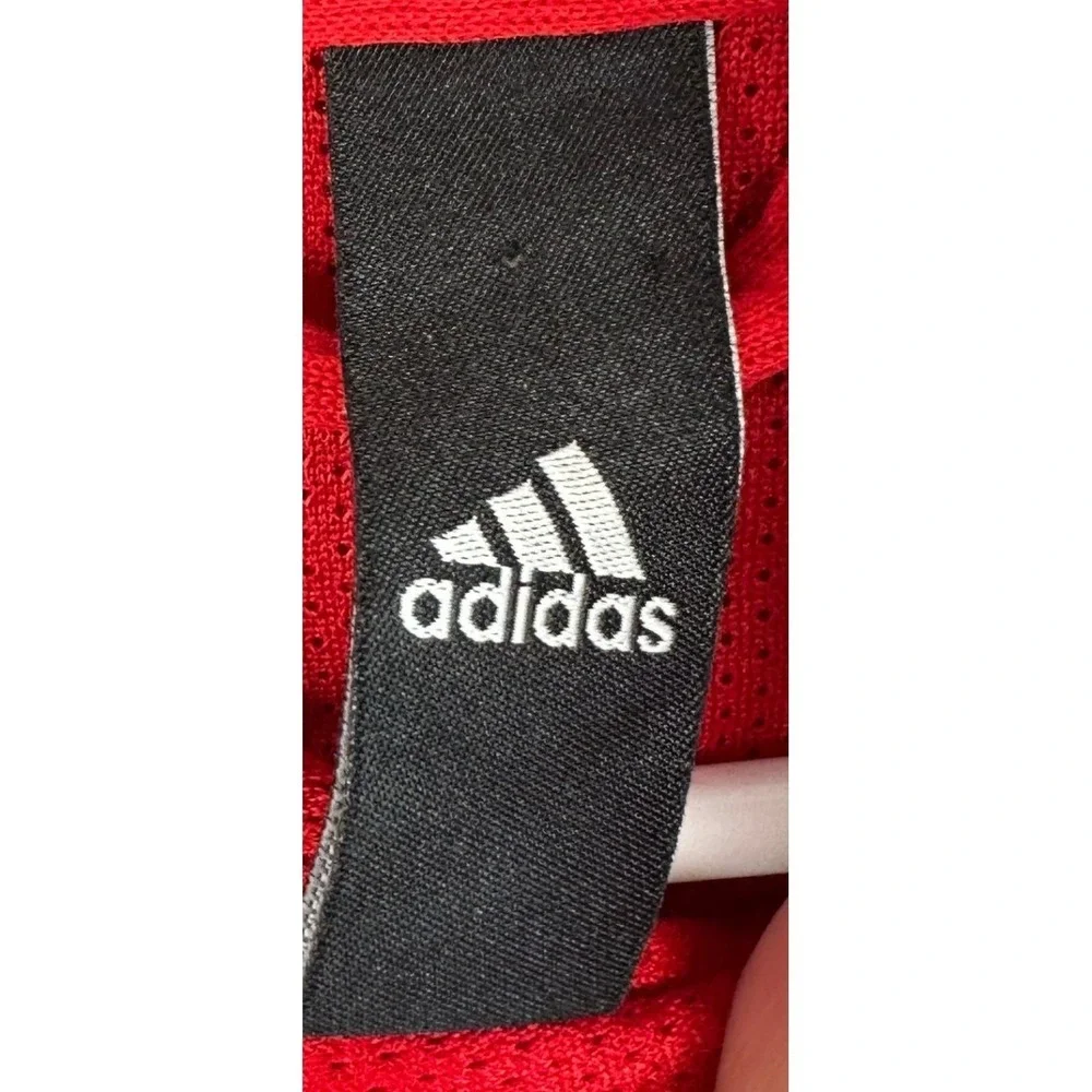 Adidas Hoodie Mens 2XL Red Climalite Pullover Graphic Logo Sweatshirt Drawstring